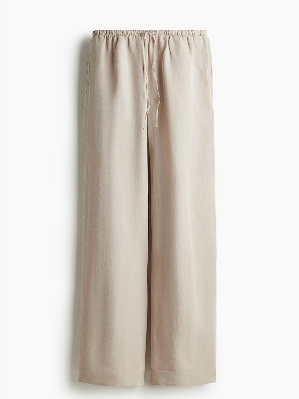 Straight Leg Linen Blend Pants - Beige